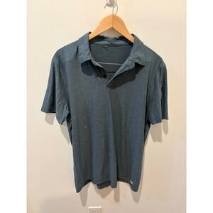 Vuori Strato Tech Polo Mens medium Blue Heathered Short Sleeve Performance Shirt